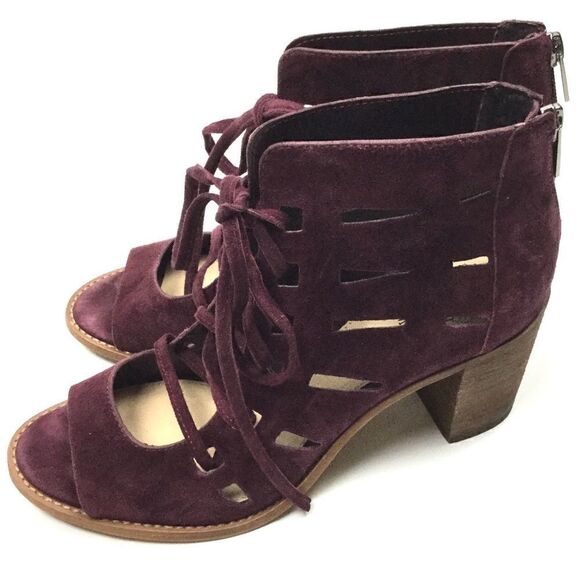 Vince Camuto Purple Suede Open Toe Booties 8.5M - Picture 1 of 13